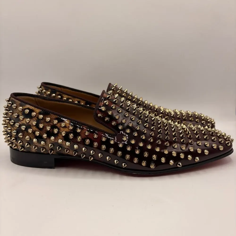 CHRISTIAN LOUBOUTIN Dandelion Spike Loafers Leopard Bronze Degrade Sz 43.5 $1395